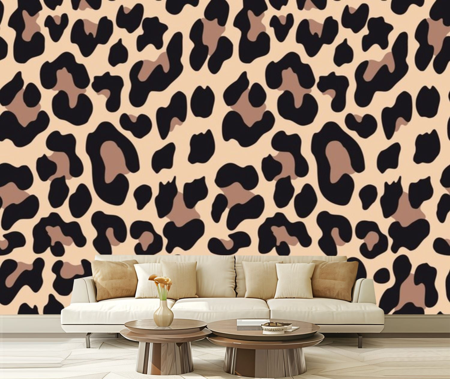 Peel and Stick Wallpaper Canvas Leopard seamless print modern wild cat ...