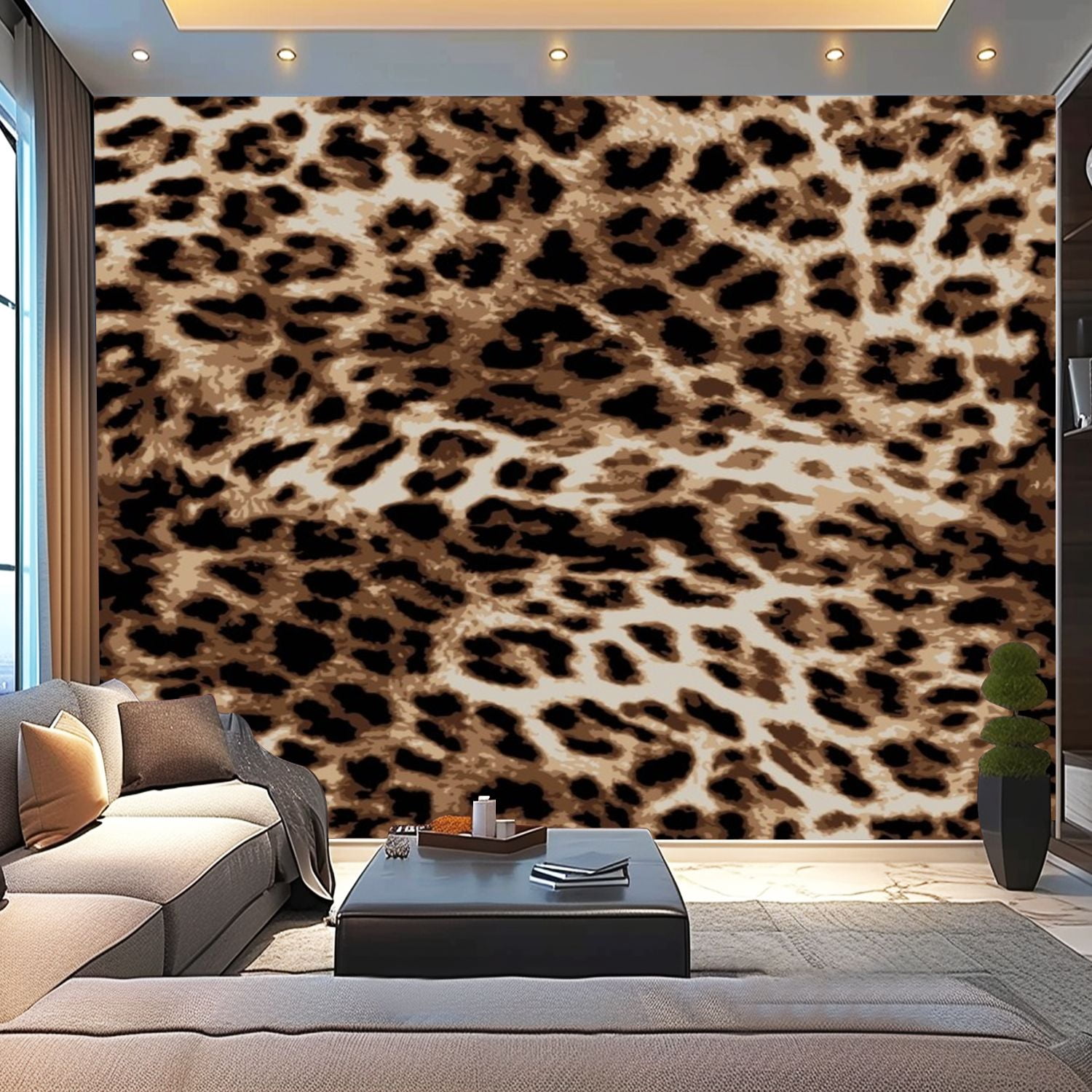 Peel and Stick Wallpaper Canvas Leopard skin animal leather seamless ...