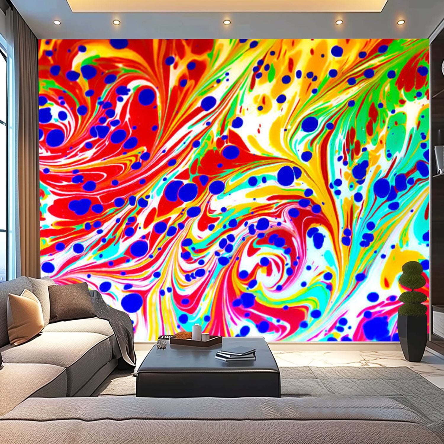 Peel and Stick Wallpaper Canvas Mixing Colours Modern Art Wall Mural ...