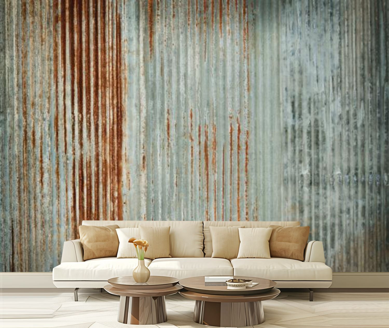 Peel and Stick Wallpaper Canvas Old wall texture rusty galvanized ...