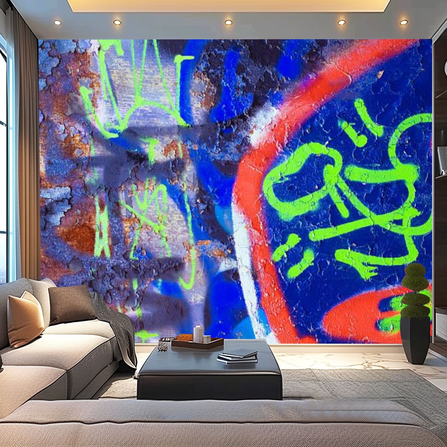 Peel and Stick Wallpaper Canvas Paint rust Modern Art Wall Mural Decor ...