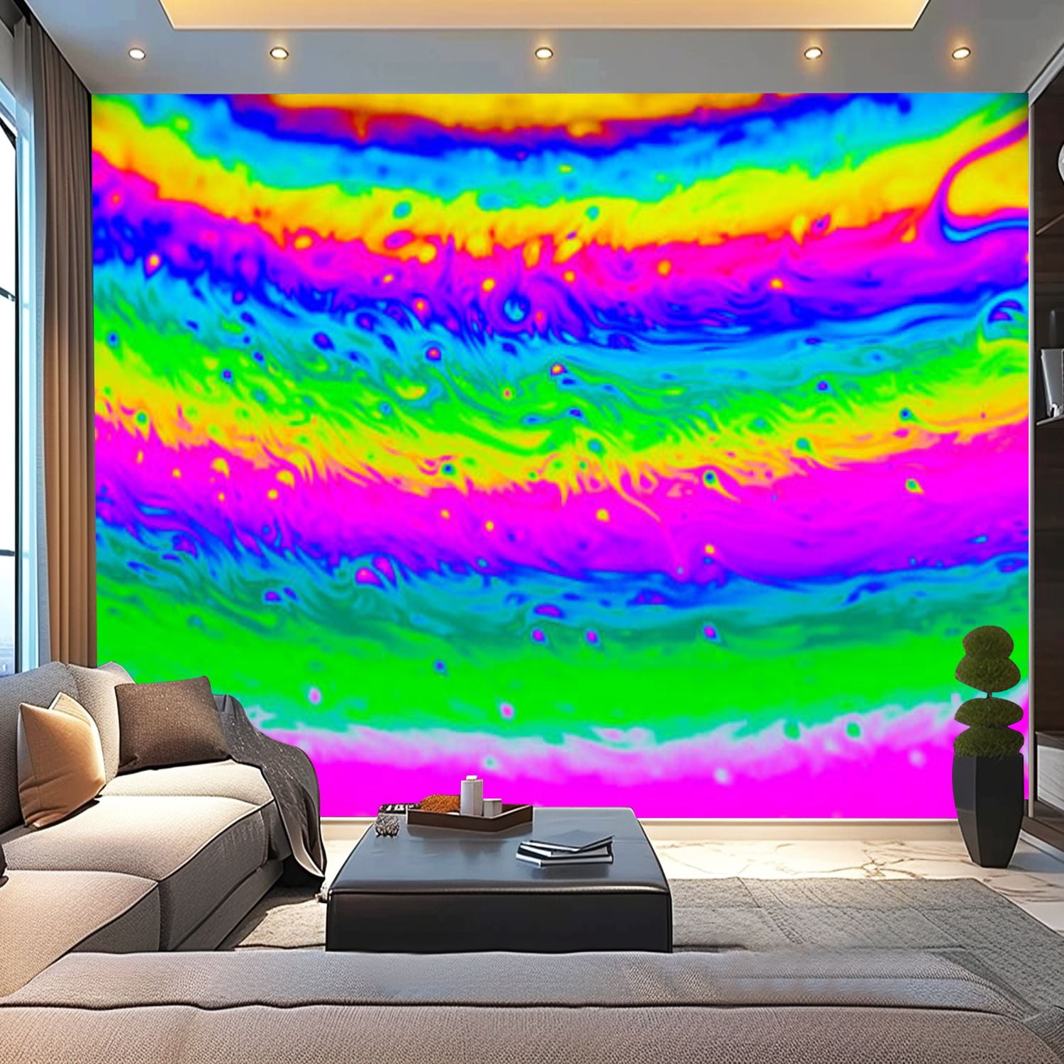 Peel and Stick Wallpaper Canvas Rainbow colors created by bubble Modern ...