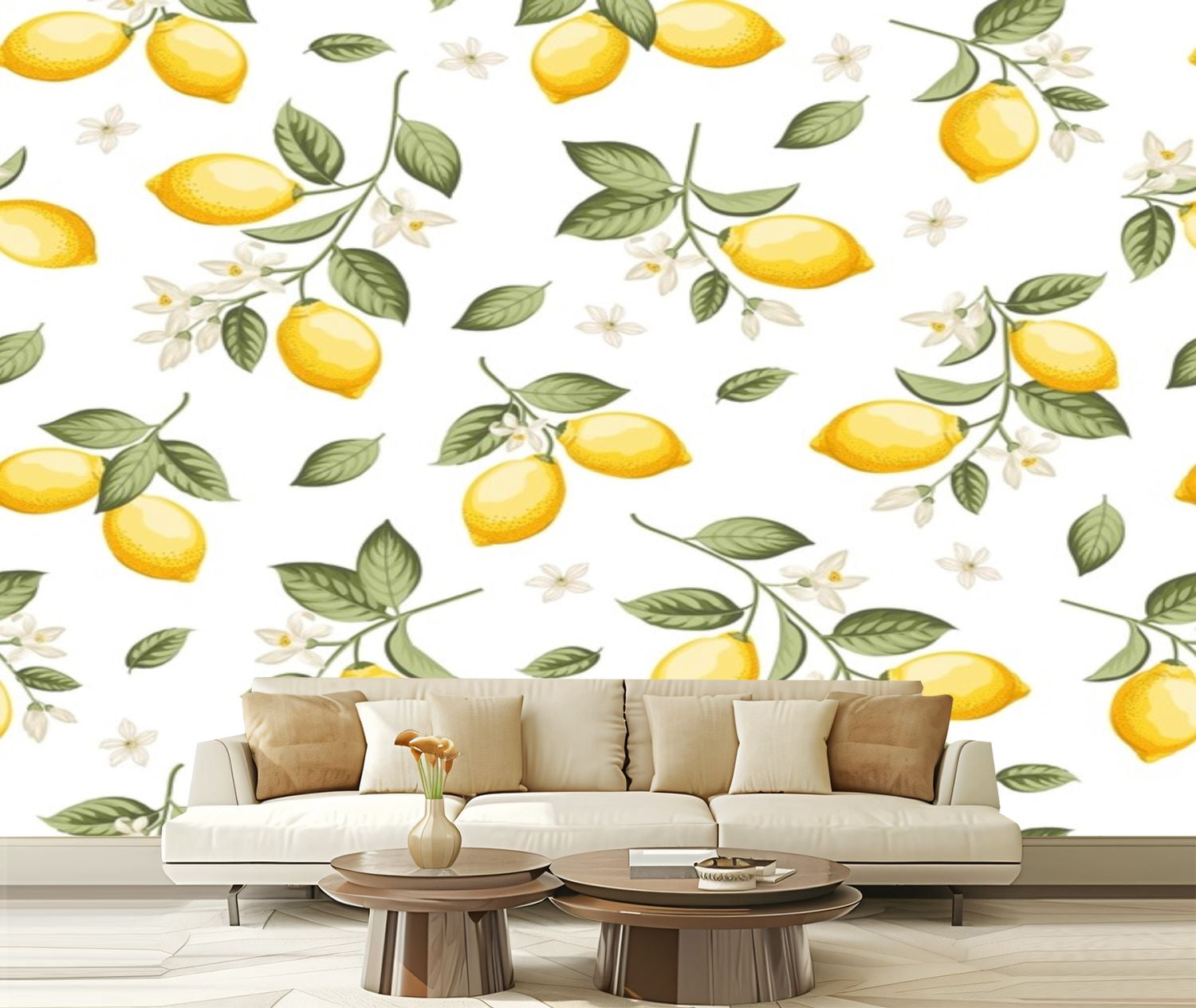 Peel and Stick Wallpaper Canvas Seamless citrus lemons Modern Art Wall ...