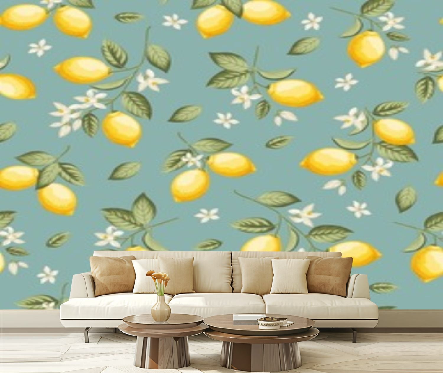 Peel and Stick Wallpaper Canvas Seamless citrus lemons Modern Art Wall ...