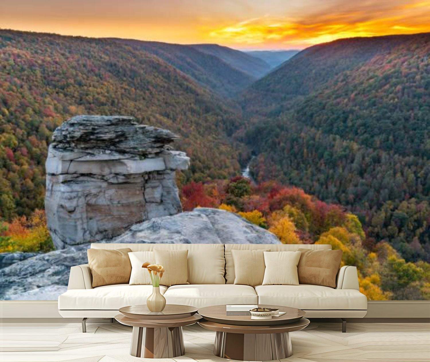 Peel and Stick Wallpaper Canvas Sunset Lindy Point West Virginia Modern ...