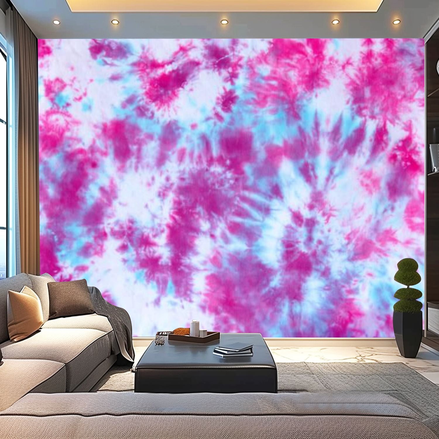Peel and Stick Wallpaper Canvas Tie die detail Close up Modern Art Wall ...