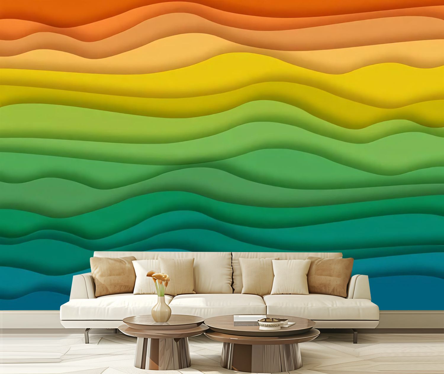 Peel and Stick Wallpaper Canvas Waves Wave Modern Art Wall Mural Decor ...