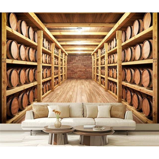 Peel and Stick Wallpaper Canvas Whiskey Wine Cellar Modern Art Wall ...