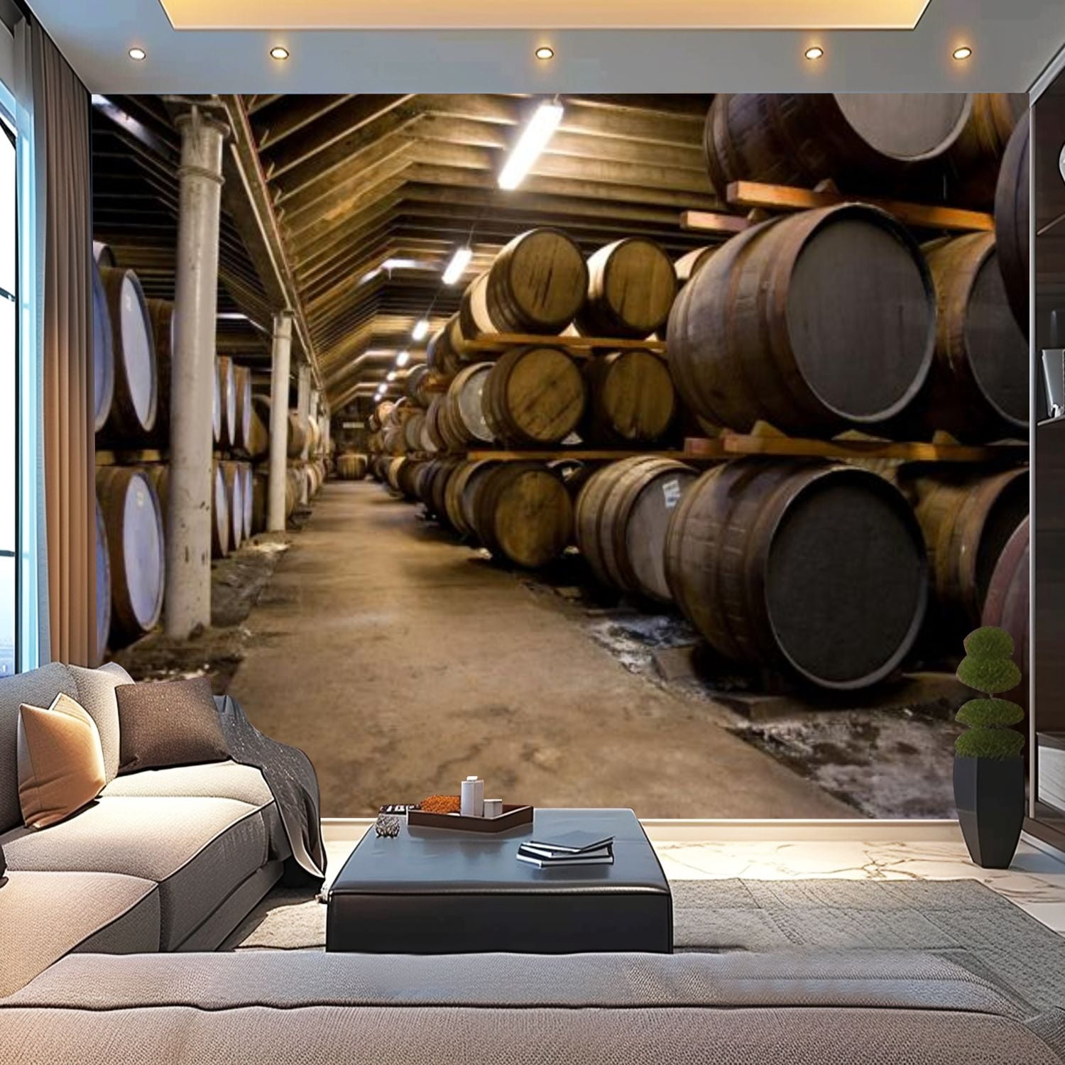 Peel and Stick Wallpaper Canvas Wooden whisky barrels Modern Art Wall ...
