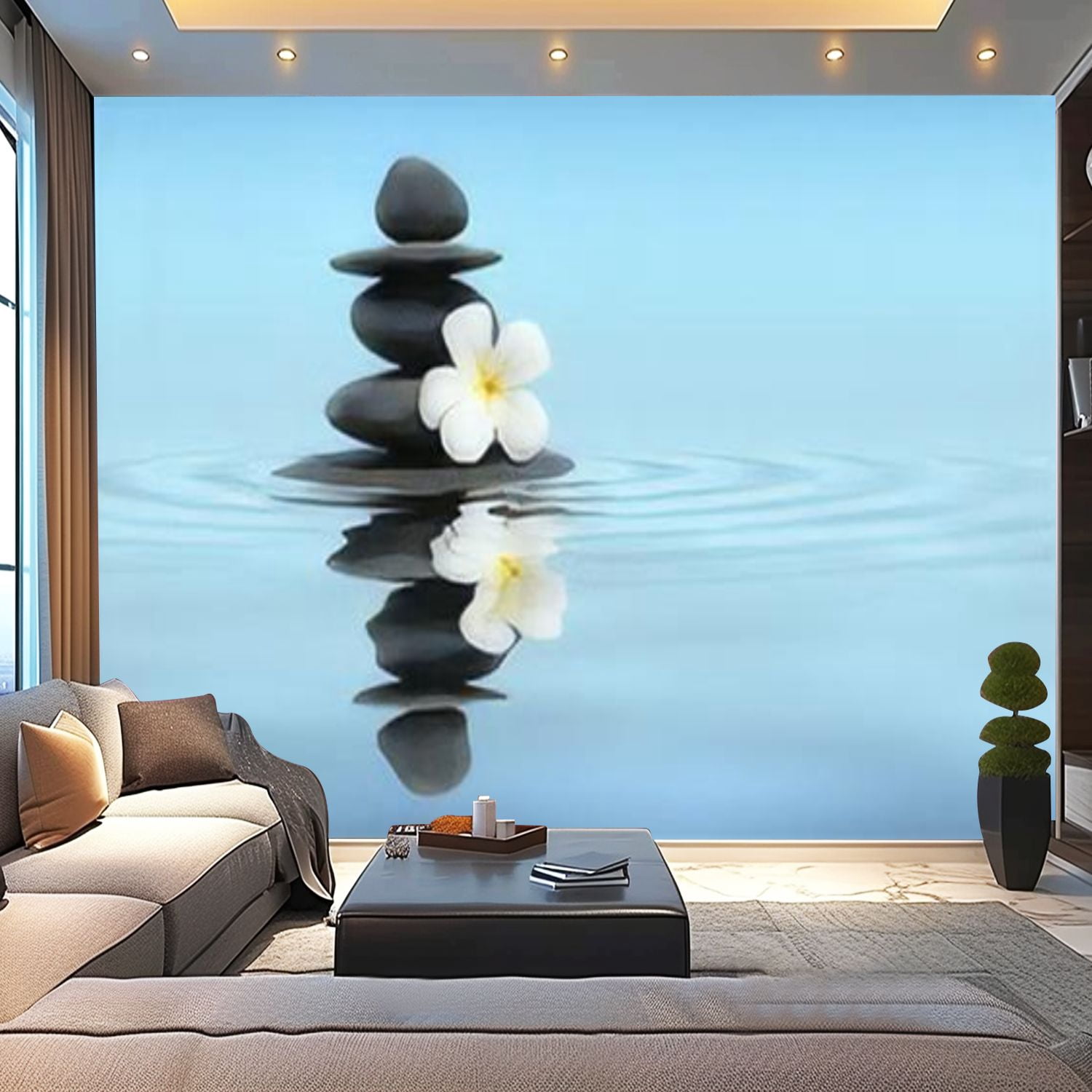 Peel and Stick Wallpaper Canvas Zen spa panoramic Zen massage stones ...