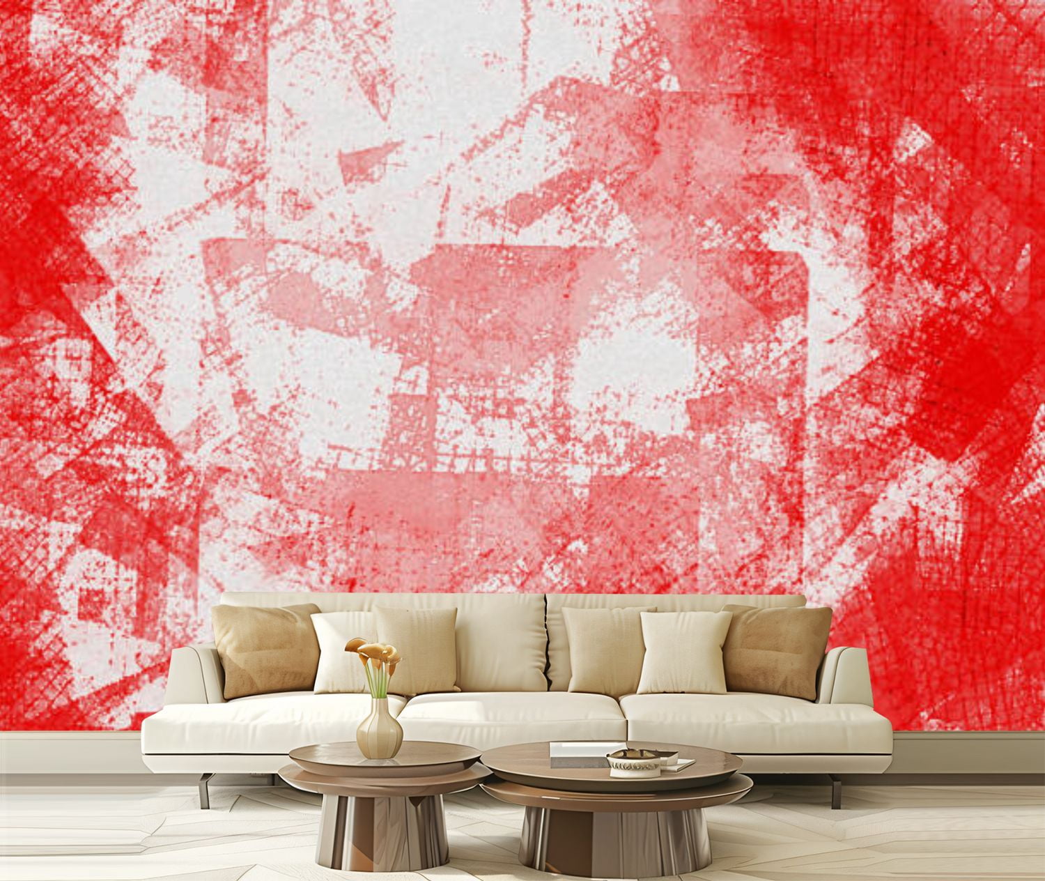 Peel and Stick Wallpaper Canvas abstract red grunge textured Modern Art ...