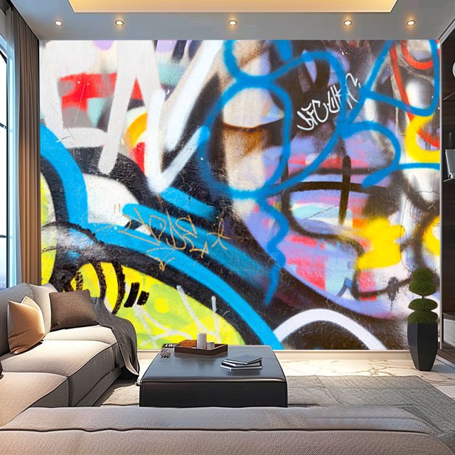 Peel and Stick Wallpaper Canvas graffiti wall Modern Art Wall Mural ...