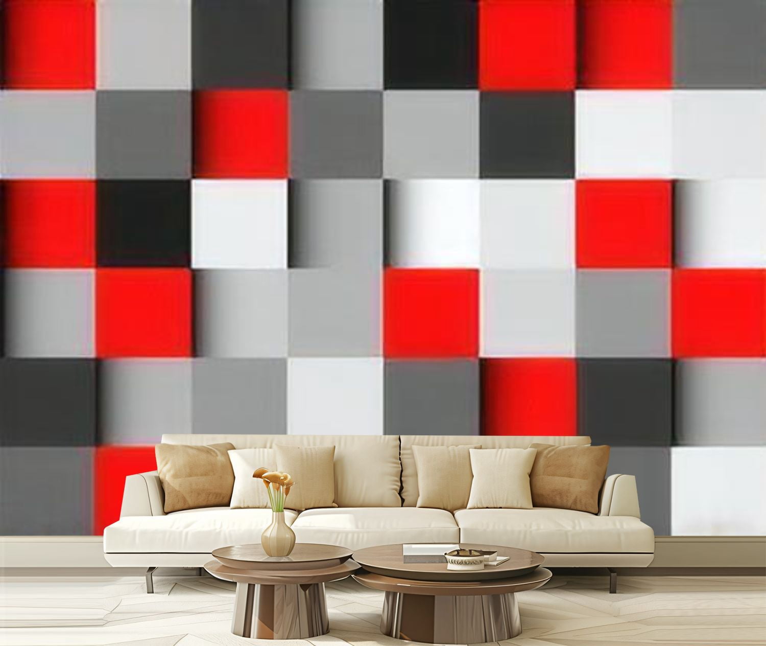 Peel and Stick Wallpaper Canvas red white grey abstract texture ...