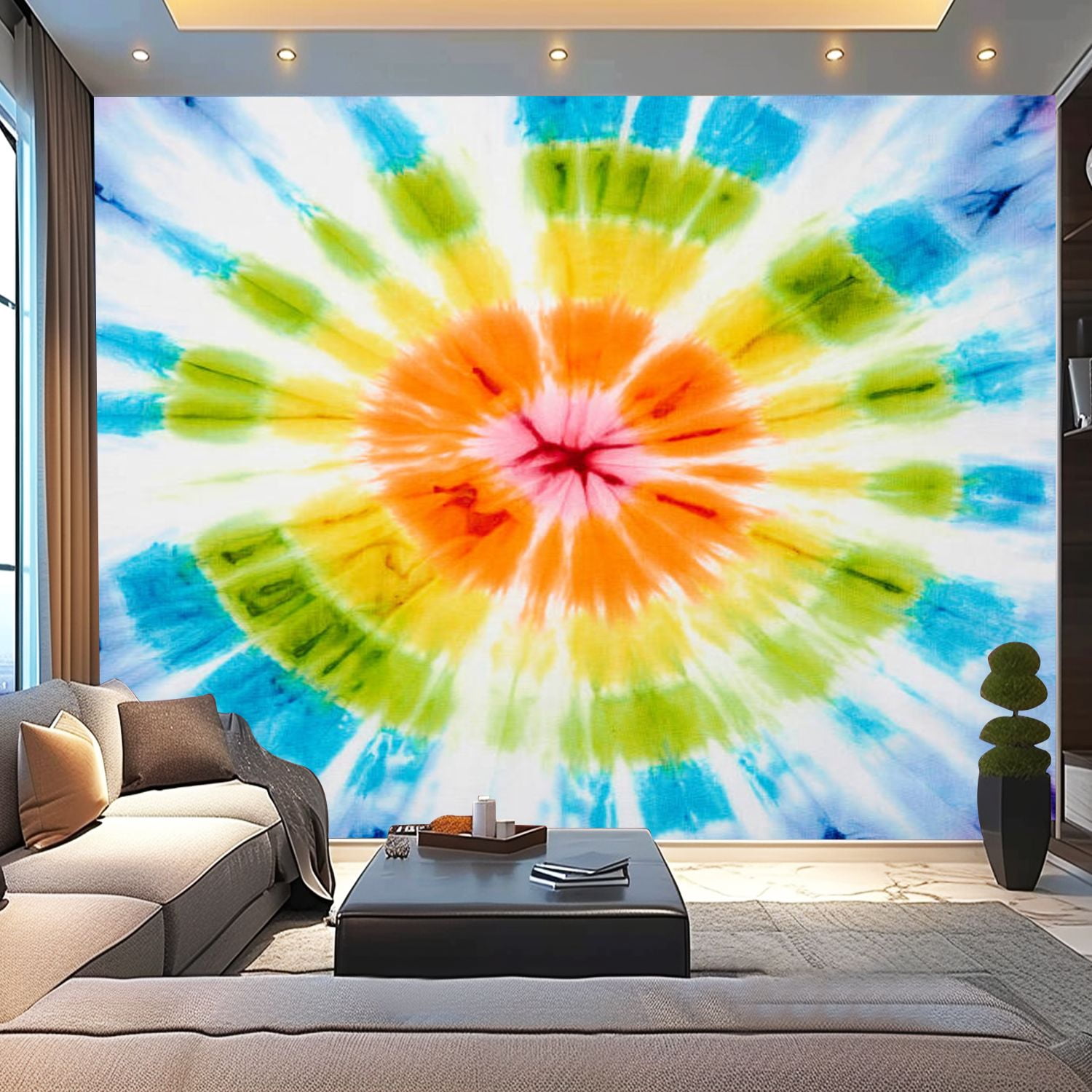 Peel and Stick Wallpaper Canvas tie dye Modern Art Wall Mural Decor ...