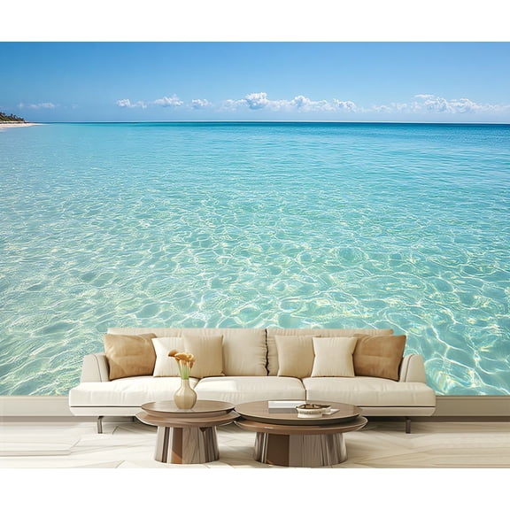 Peel and Stick Wallpaper Clear sea water Modern Art Wall Mural Decor Self Adhesive and Removable 69in x 98in