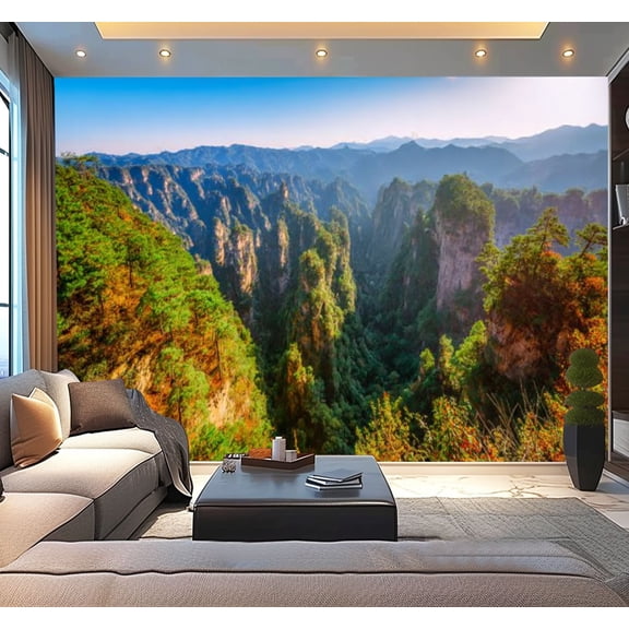 Peel and Stick Wallpaper Colorful cliffs Zhangjiajie Forest Park Modern Art Wall Mural Decor Self Adhesive and Removable 100in x 144in