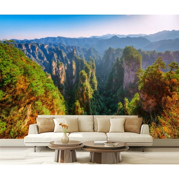 Peel and Stick Wallpaper Colorful cliffs Zhangjiajie Forest Park Modern Art Wall Mural Decor Self Adhesive and Removable 69in x 98in