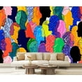 thumbnail image 1 of Peel and Stick Wallpaper Colorful diverse people crowd abstract art Multi ethnic Modern Art Wall Mural Decor Self Adhesive and Removable 69in x 98in, 1 of 8