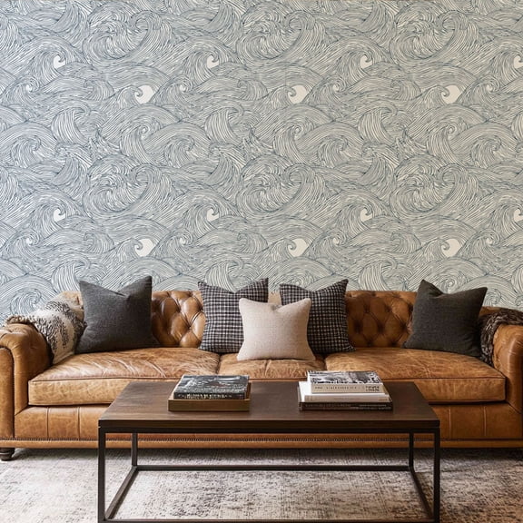 Peel and Stick Wallpaper Contact Paper Abstract Blue Orange Swirls Fluid Movement Self Adhesive and Removable 17.7in x 118in