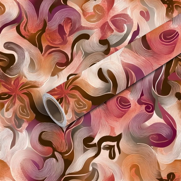 Peel and Stick Wallpaper Contact Paper Abstract Hand Drawing Psychedelic Geometric Retro Swirls Paisleys Self Adhesive and Removable 24in x 118in