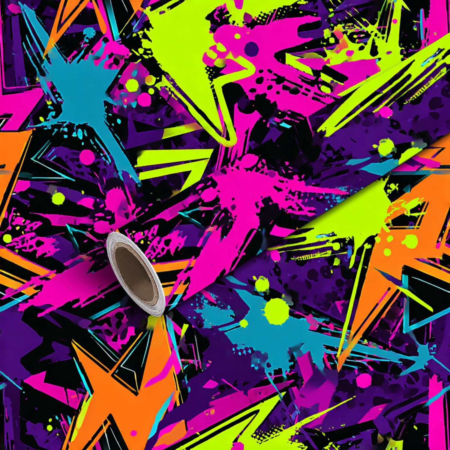 Peel and Stick Wallpaper Contact Paper Abstract Neon Starburst Graffiti ...