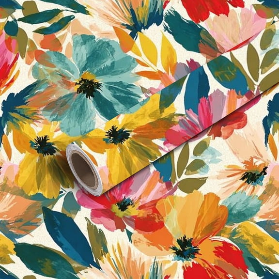 Peel and Stick Wallpaper Contact Paper Abstract flower blooming floral Grunge textured Self Adhesive and Removable 24in x 118in