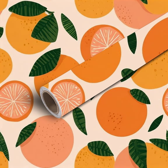 Peel and Stick Wallpaper Contact Paper Abstract tropical stylized oranges colored Self Adhesive and Removable 24in x 118in