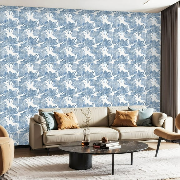 Peel and Stick Wallpaper Contact Paper Blue Ginkgo Leaf White Self Adhesive and Removable 23.6in x 118in
