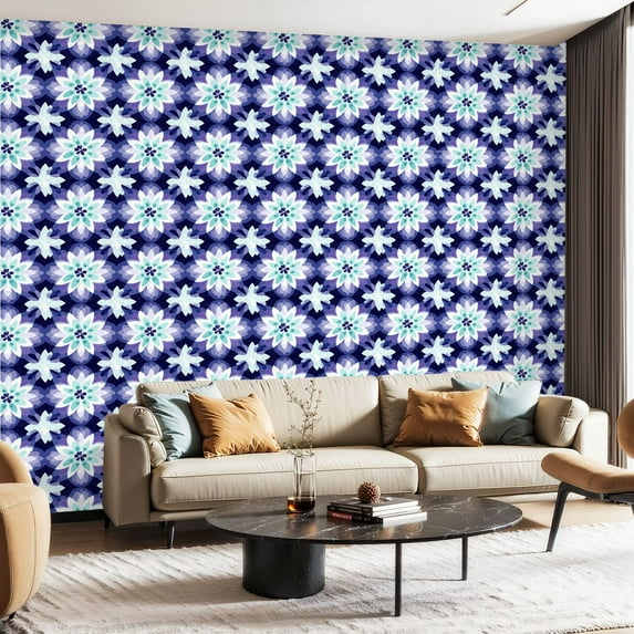 Peel and Stick Wallpaper Contact Paper Boho French Flower Stamen Wall Mural Geometric Shapes Abstract Self Adhesive and Removable 24in x 118in