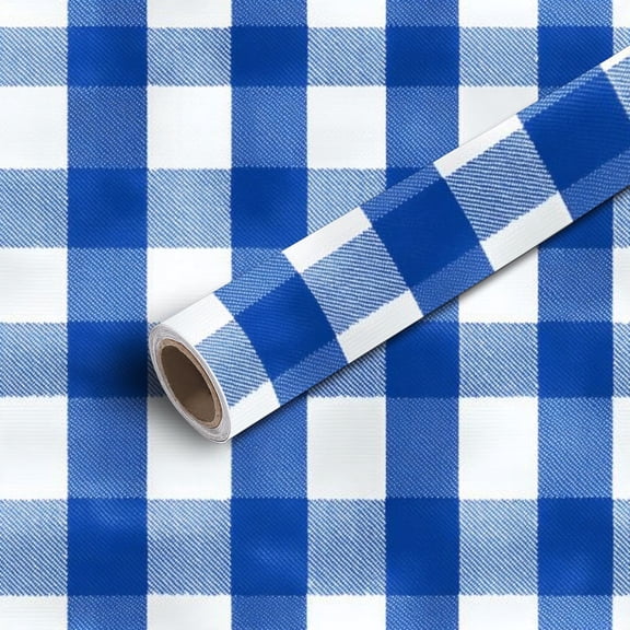 Peel and Stick Wallpaper Contact Paper Buffalo check plaid royal blue white simple gingham tartan Self Adhesive and Removable 24in x 118in