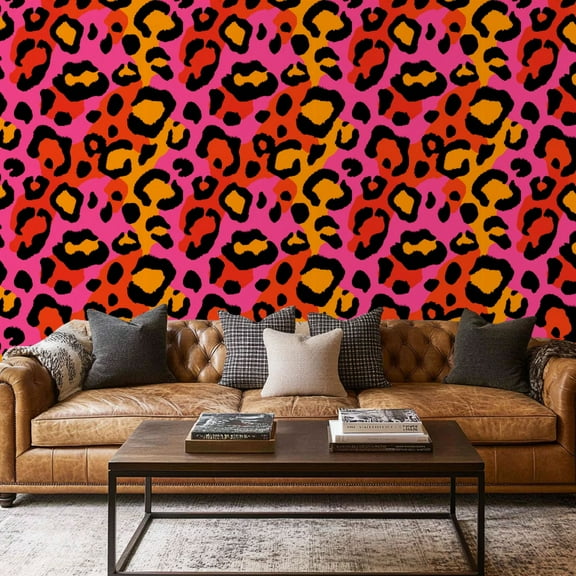 Peel and Stick Wallpaper Contact Paper Cheetah Print Pinks Animal Hot Pink Leopard Spots Cat Leopard Print Self Adhesive and Removable 17.7in x 118in