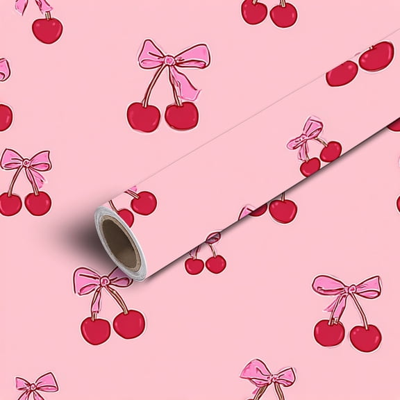 Peel and Stick Wallpaper Contact Paper Cherry Pink Bows Soft Pink Cute Girly Self Adhesive and Removable 24in x 118in