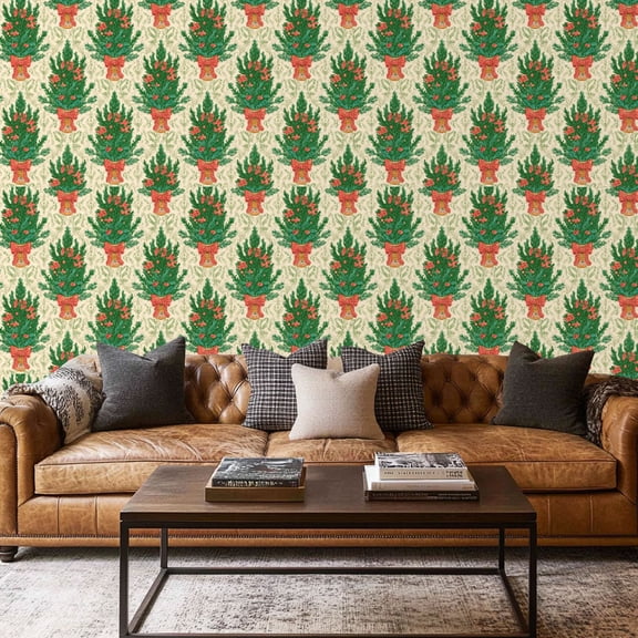 Peel and Stick Wallpaper Contact Paper Coquette bow knots ribbons Preppy retro damask winter holiday Self Adhesive and Removable 17.7in x 118in