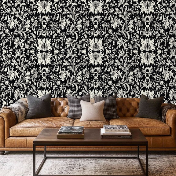 Peel and Stick Wallpaper Contact Paper Damask Ikat floral gothic ethnic oriental embroidery Aztec Self Adhesive and Removable 17.7in x 118in