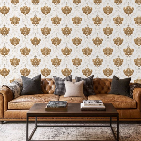 Peel and Stick Wallpaper Contact Paper Elegant Damask Vintage Ornamental Floral for Luxury Design Self Adhesive and Removable 17.7in x 118in