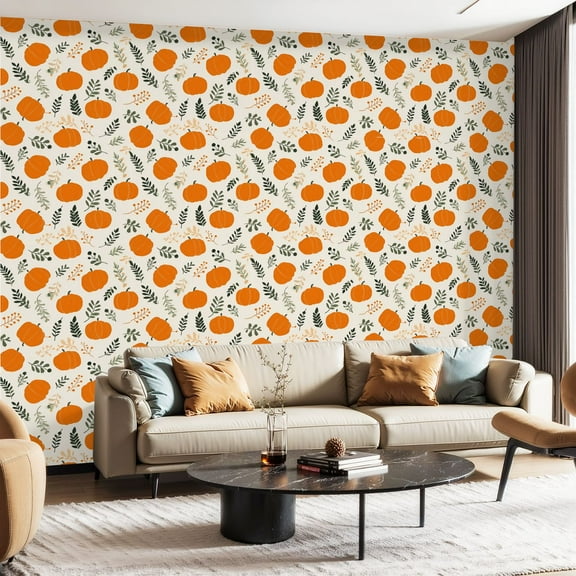 Peel and Stick Wallpaper Contact Paper Fall autumn season Hand drawn scandinavian style Self Adhesive and Removable 24in x 118in