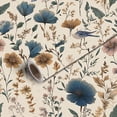 thumbnail image 1 of Peel and Stick Wallpaper Contact Paper Floral Botanical Blue Songbird Vintage Wildflowers Cream Self Adhesive and Removable 24in x 118in, 1 of 8