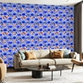 thumbnail image 1 of Peel and Stick Wallpaper Contact Paper Geometric Floral Damask Blue White Red Modern Blue Flowers Orange Self Adhesive and Removable 23.6in x 118in, 1 of 8