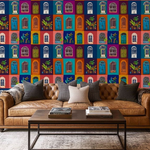 Peel and Stick Wallpaper Contact Paper Goan windows are made from oyster shells Portuguese colonial style Self Adhesive and Removable 17.7in x 118in