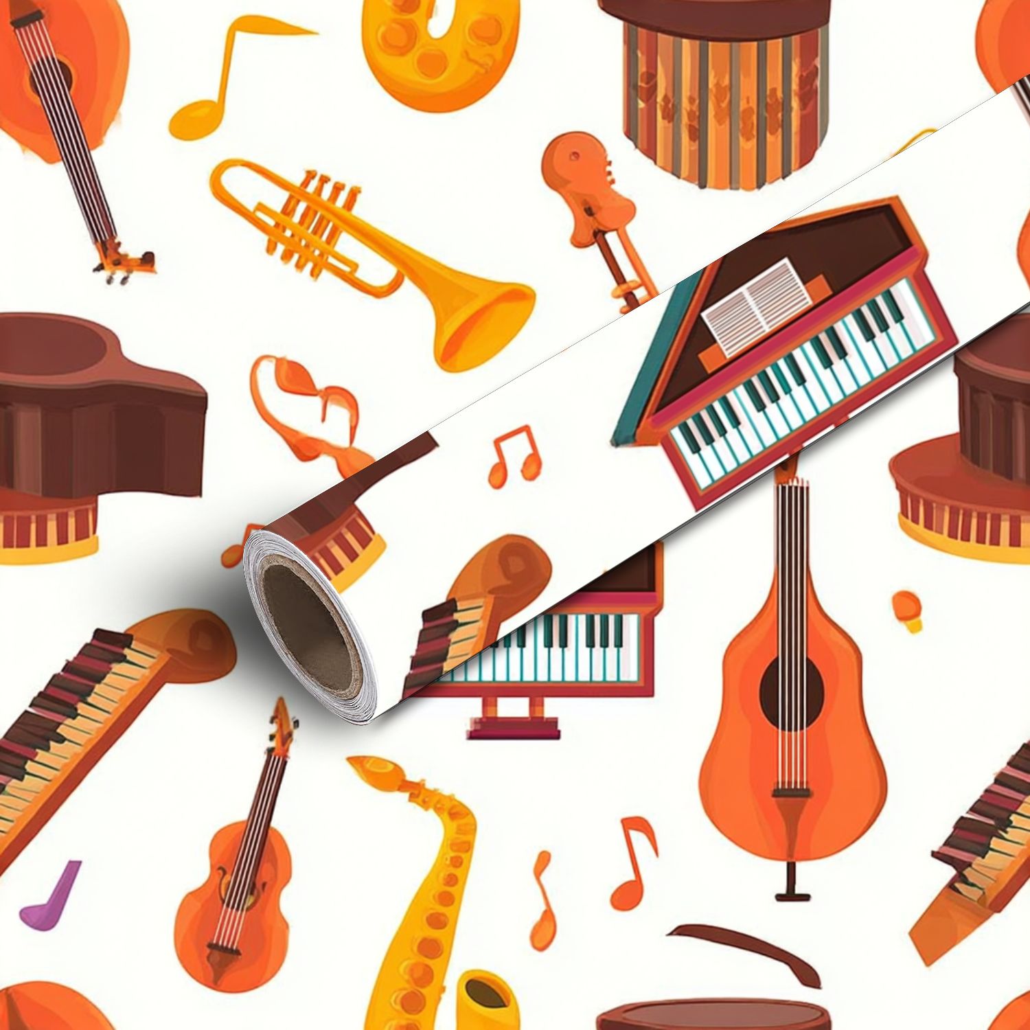 Peel and Stick Wallpaper Contact Paper Musical instruments flat icons ...