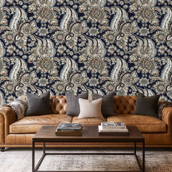 Peel and Stick Wallpaper Contact Paper Paisley Damask ornament Floral Self Adhesive and Removable 17.7in x 118in