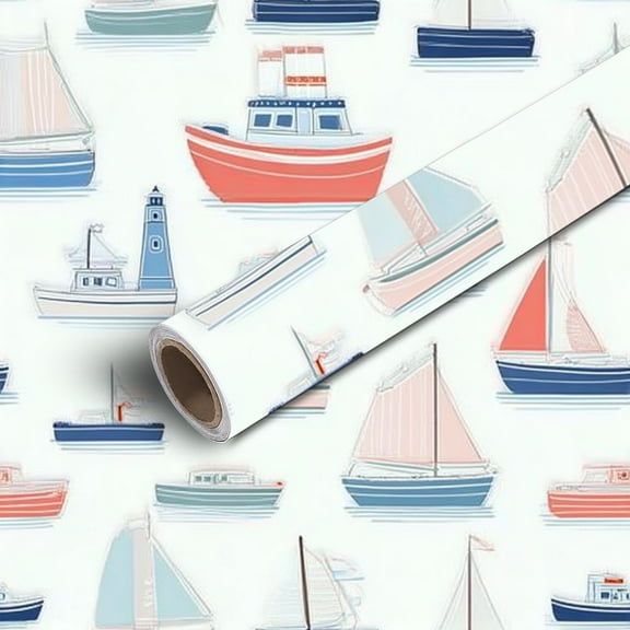 Peel and Stick Wallpaper Contact Paper Ship nautical elements Ships boats Sea theme paper Self Adhesive and Removable 24in x 118in