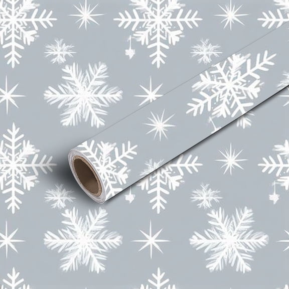 Peel and Stick Wallpaper Contact Paper Snowflakes Light gray elements Self Adhesive and Removable 24in x 118in