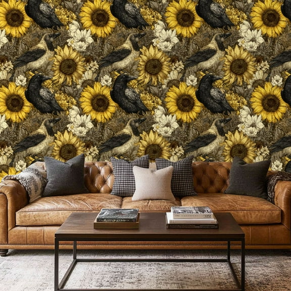 Peel and Stick Wallpaper Contact Paper Sunflower Birdie Self Adhesive Removable Waterproof Matte Contact Self Adhesive and Removable 17.7in x 118in