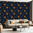 thumbnail image 1 of Peel and Stick Wallpaper Contact Paper Vintage Mystic Dark Blue Orange Expressive Sun Faces Crescent Moons Self Adhesive and Removable 24in x 118in, 1 of 8