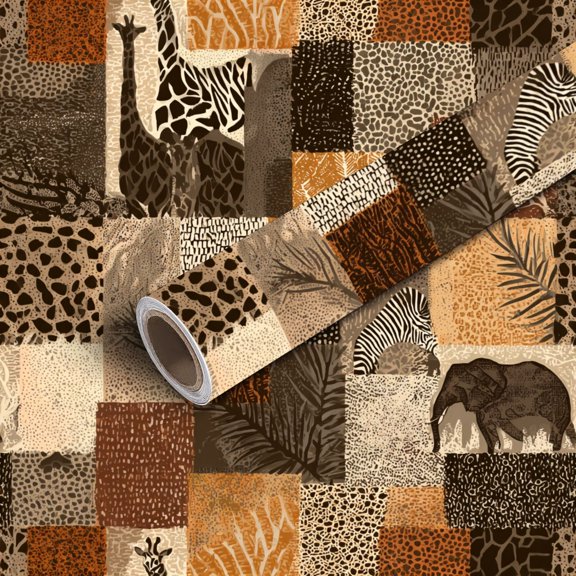 Peel and Stick Wallpaper Contact Paper Wild animal skins abstract patchwork grunge for fabric shirt Self Adhesive and Removable 17.7in x 118in