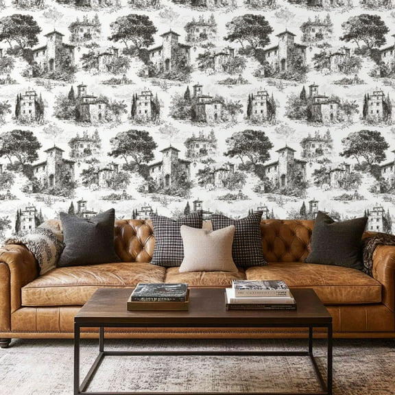 Peel and Stick Wallpaper Contact Paper castles hills forests plains Traditional old European Tuscany Self Adhesive and Removable 17.7in x 118in