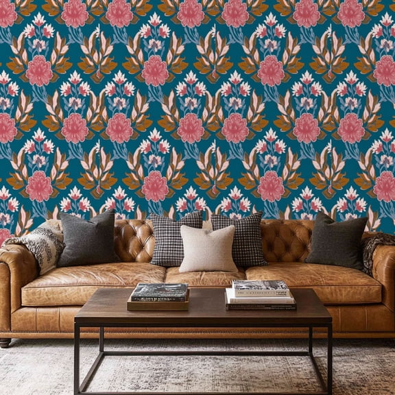 Peel and Stick Wallpaper Contact Paper traditional Indian paisley textile Beautiful ethnic Self Adhesive and Removable 17.7in x 118in