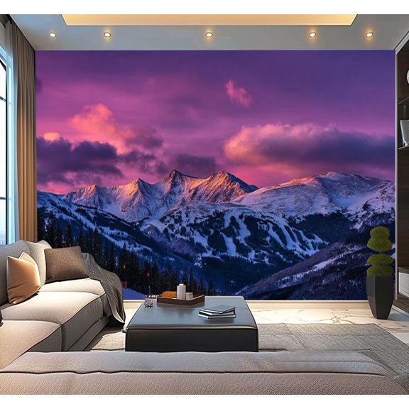 Peel and Stick Wallpaper Copper View Winter Sunset Modern Art Wall Mural Decor Self Adhesive and Removable 100in x 144in