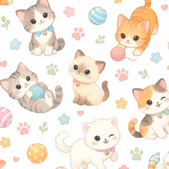 Peel and Stick Wallpaper Cute Cartoon Kittens Vinyl Self Adhesive Contact Paper Removable Wall Paper for Bedroom Kitchen 17.7" x118" Renter Friendly